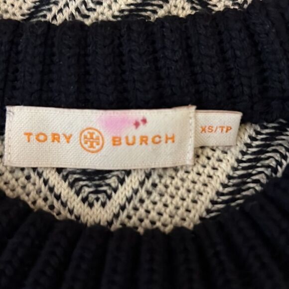 TORY BURCH Cotton Wool Striped Crew Neck Sweater Pullover - Picture 8 of 9